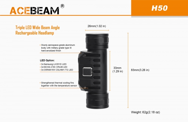 Acebeam H50 Maße