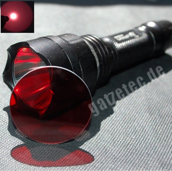 Taschenlampenglas, Streuscheibe 42 mm Rot